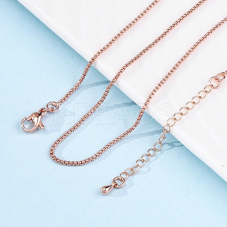 Brass Box Chains Necklaces for Women NJEW-D302-08RG-1