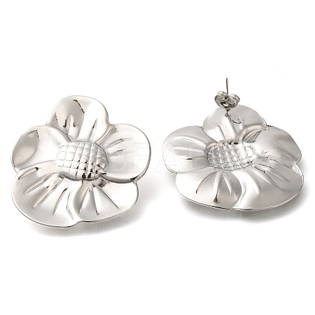 304 Stainless Steel Flower Stud Earrings EJEW-I312-11P-1