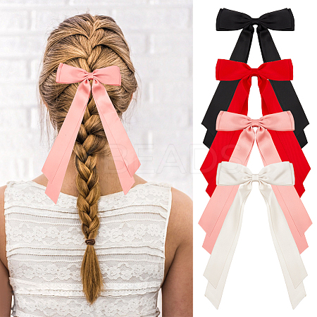 Big Bowknot Polyester Alligator Hair Clips AJEW-CP0008-42A-1