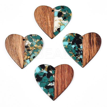Transparent Resin & Walnut Wood Pendants LS-RESI-TAC0017-73-A02-1