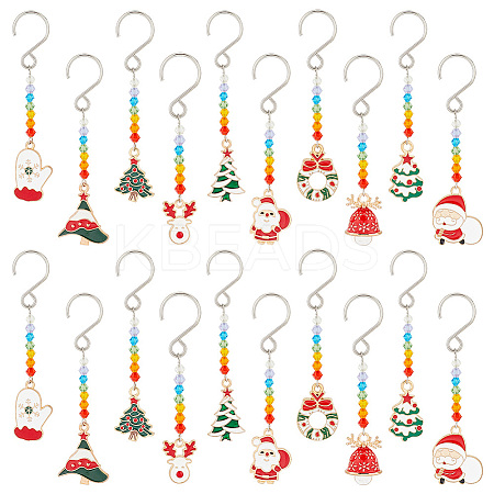 Christmas Theme Alloy Enamel Pendant Decorations HJEW-AB00265-1