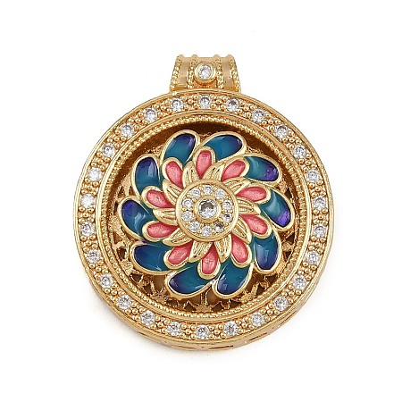 Brass Micro Pave Cubic Zirconia Rotating Pendants LS-KK-P332-02B-G-1