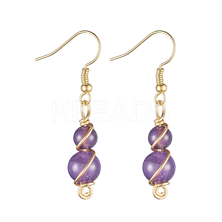 Natural Amethyst Dangle Earrings EJEW-JE03774-03-1