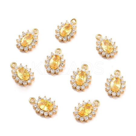 Real 18K Gold Plated Brass Micro Pave Cubic Zirconia Charms ZIRC-Z023-04A-NR-1