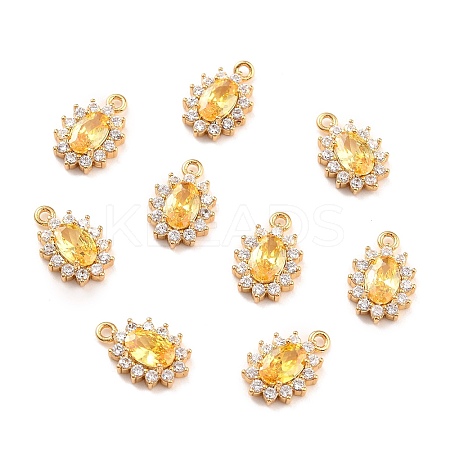 Real 18K Gold Plated Brass Micro Pave Cubic Zirconia Charms ZIRC-Z023-04A-NR-1