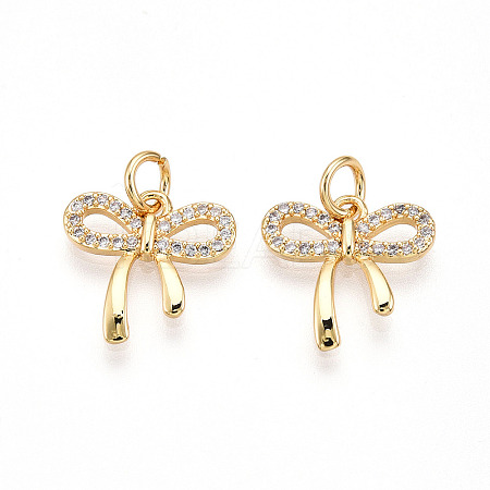 Brass Micro Pave Cubic Zirconia Charms KK-N257-43G-1