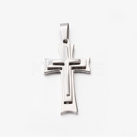 Tarnish Resistant 304 Stainless Steel Cross Pendants STAS-M185-33P-1