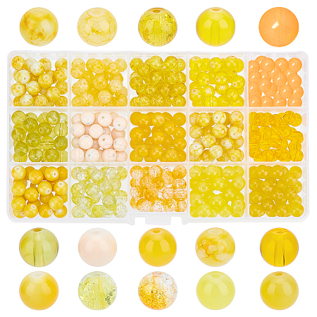 375Pcs 15 Color Spray Painted Crackle Glass Beads DIY-PH0003-88-1