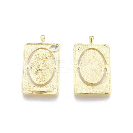 Brass Micro Pave Clear Cubic Zirconia Pendants KK-G432-19G-1