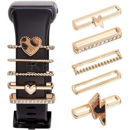 10Pcs Heart & Lightning Bolt Alloy Watch Band Charms Set FIND-NB0003-21-1
