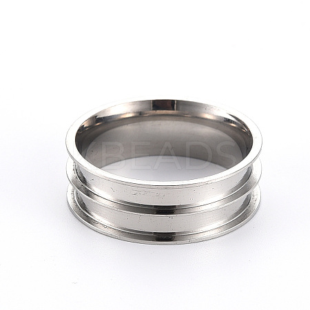 Tarnish Resistant 201 Stainless Steel Ring Core Blank for Inlay Jewelry Making RJEW-ZX002-05-10-1