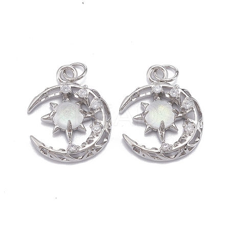 Brass Micro Pave Clear Cubic Zirconia Glass Pendants LS-ZIRC-C024-06P-03-1