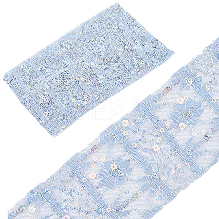 5Yards Polyester Flower Lace Ribbons with Paillettes OCOR-GF0005-24E-1