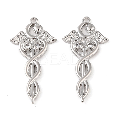 Brass Micro Pave Clear Cubic Zirconia Pendants KK-Q816-16P-1