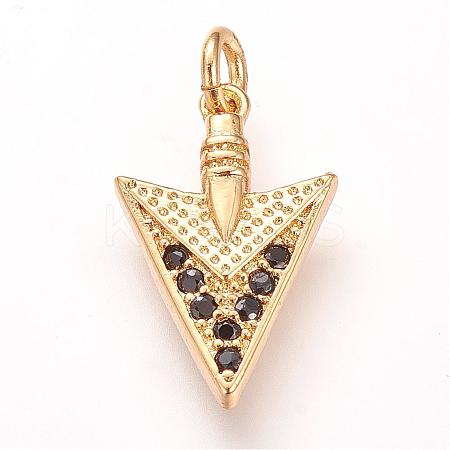 Brass Micro Pave Cubic Zirconia Pendants ZIRC-S053-52G-1