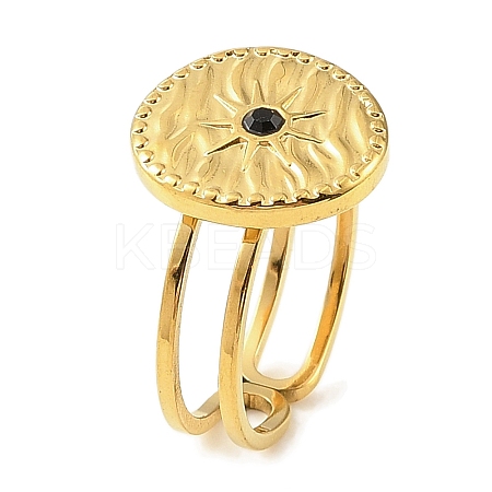 Ion Plating(IP) 304 Stainless Steel Open Cuff Ring for Women RJEW-F166-07G-02-1