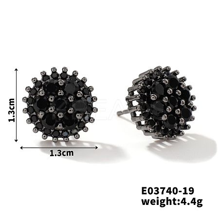 Chic Brass Cubic Zirconia Stud Earrings ZD1304-11-1