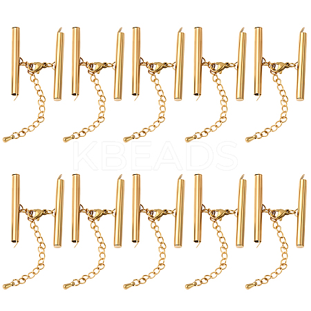 10 Sets Stainless Steel Curb Chain Extender STAS-BBC0008-21C-G-1