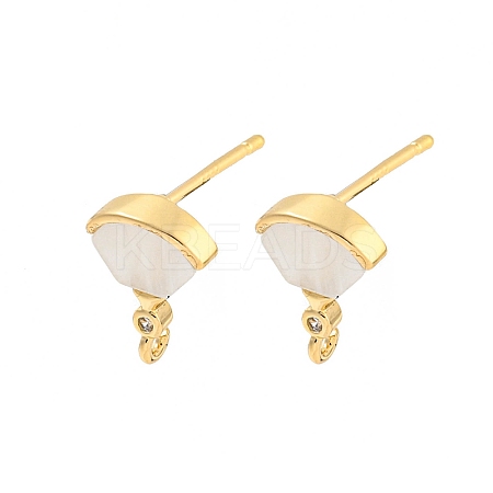 Brass Micro Pave Cubic Zirconia Stud Earrings Finding KK-P263-18KCG-1