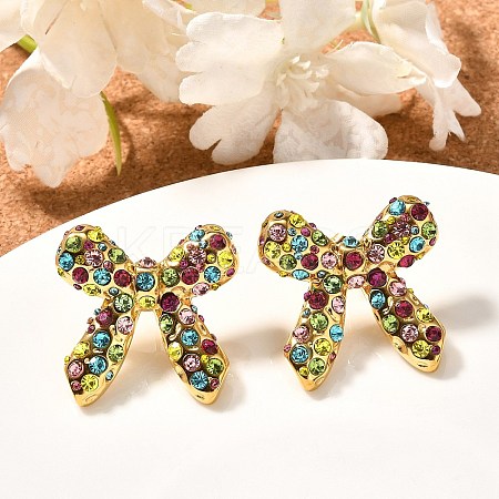 304 Stainless Steel Bowknot Stud Earrings EJEW-A123-02C-G-1