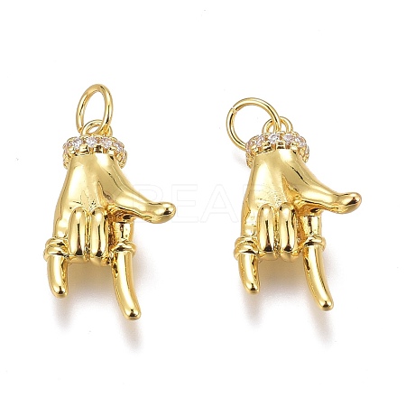 Brass Micro Pave Clear Cubic Zirconia Pendants ZIRC-O035-12G-1