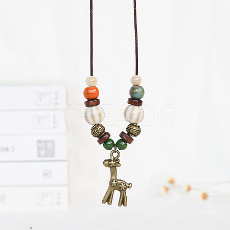 Alloy Pendant Waxed Cord Necklaces FS-WGBC2DA-10-1