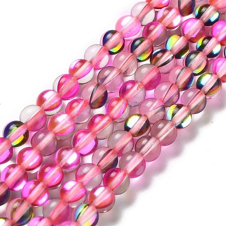 Synthetic Moonstone Beads Strands G-P528-J01-10-1