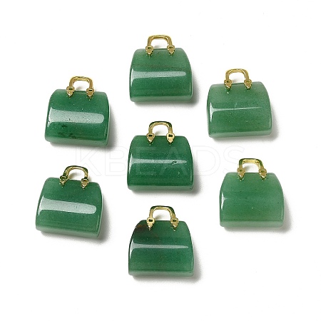 Natural Green Aventurine Brass Pendants KK-E274-01G-14-1