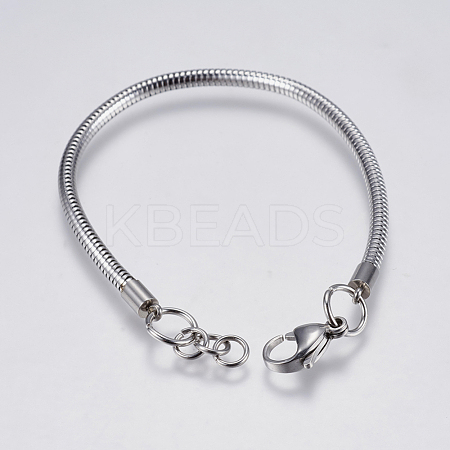 Tarnish Resistant 304 Stainless Steel Round Snake Chain Bracelet Making X-STAS-F139-056P-D-1