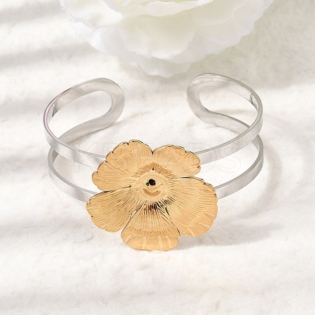 Two-Tone 304 Stainless Steel Cuff Bangles for Women BJEW-Z170-01GP-02-1