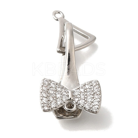 Brass Micro Pave Clear Cubic Zirconia Fold Over Clasps KK-K389-128P-1