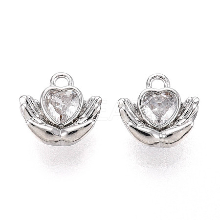 Brass Micro Pave Clear Cubic Zirconia Charms KK-N267-20P-1