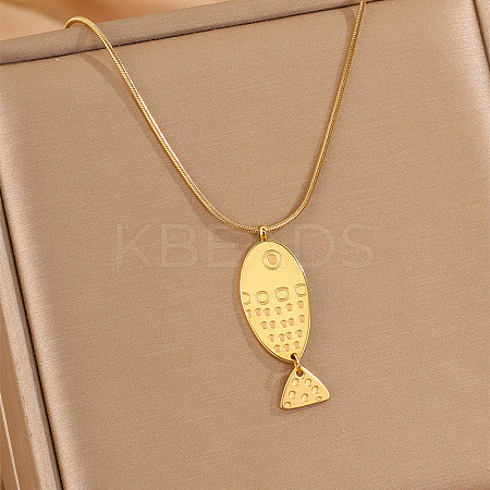 Ocean 304 Stainless Steel Embossed Fish Pendant Necklaces for Women WG27532-03-1
