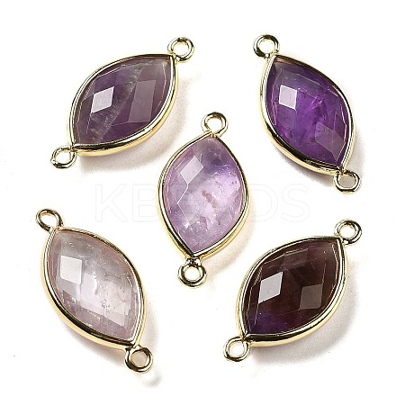 Natural Amethyst Faceted Connector Charms G-K347-03G-05-1