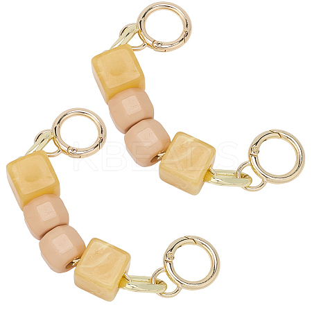 2Pcs Square Resin Beaded Bag Extension Chains PURS-GF0001-07B-1