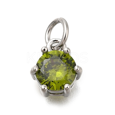 Brass Pave Cubic Zirconia Pendants KK-V002-23P-03-1