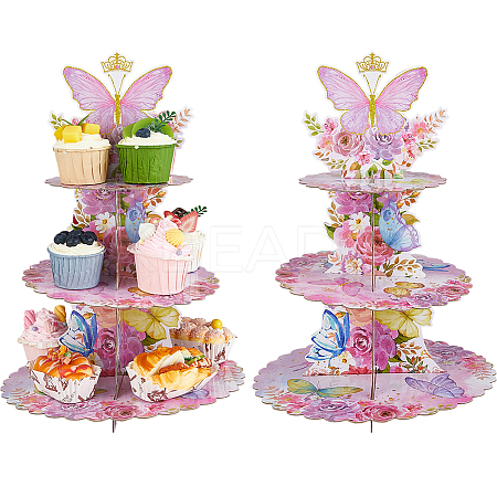 2Pcs 3 Tier Paper Cupcake Stand DIY-DC0003-92A-1