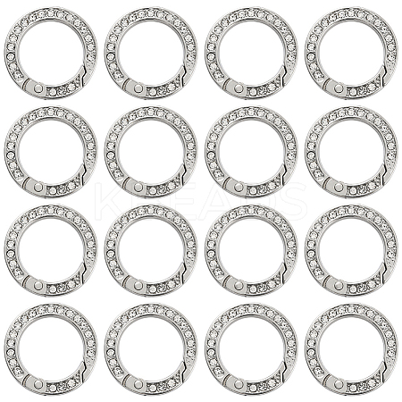 16Pcs Alloy Rhinestone Spring Gate Rings FIND-SP0004-52B-1