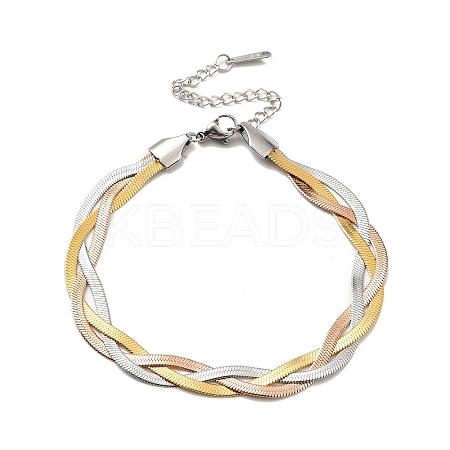304 Stainless Steel Interlocking Herringbone Chain Bracelet for Men Women LS-BJEW-H554-01-1