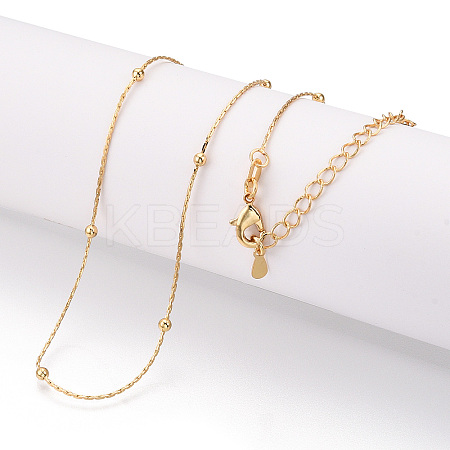 Brass Ball Boston Link Chain Necklaces NJEW-N054-14G-1