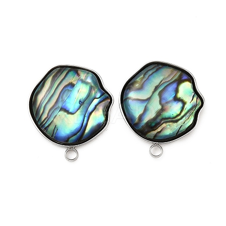 304 Stainless Steel Pave Natural Paua Shell Stud Earring Findings STAS-Z125-03P-1