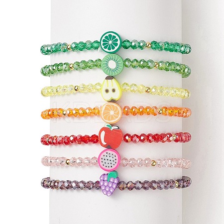 7Pcs 7 Style Glass Beaded Stretch Bracelets Set BJEW-TA00230-1