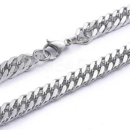 Non-Tarnish Men's 304 Stainless Steel Diamond Cut Cuban Link Chain Necklaces X-NJEW-L173-002B-P-1