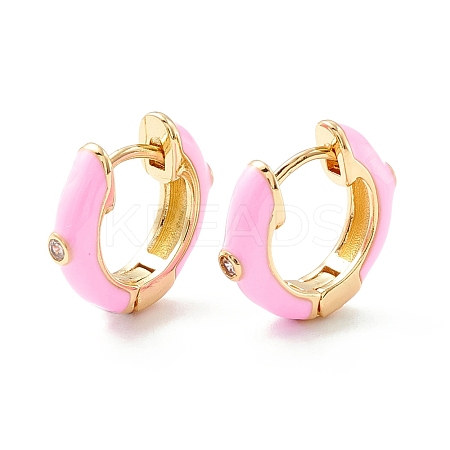 Clear Cubic Zirconia Chunky Hinged Hoop Earrings with Enamel EJEW-P196-20G-04-1