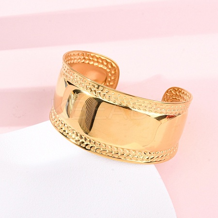 304 Stainless Steel Cuff Bangles for Women BJEW-G749-11G-1