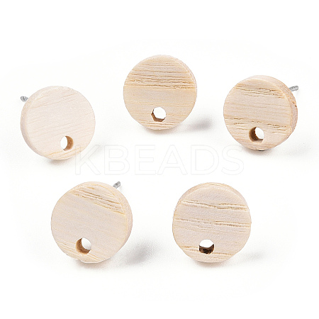 Ash Wood Stud Earring Findings EJEW-N017-011T-1