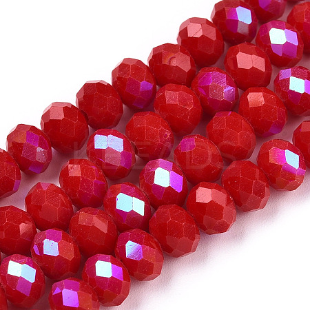 Electroplate Opaque Solid Color Glass Beads Strands EGLA-A034-P8mm-L21-1
