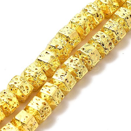 Electroplated Natural Lava Rock Beads Strands G-G984-05G-1