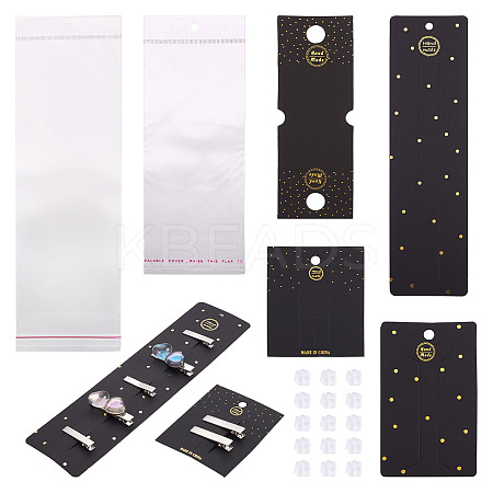 80Pcs 4 Style Rectangle Cardboard Jewelry Display Cards CDIS-YS0001-04-1