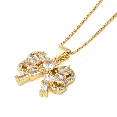Brass Pave Clear Cubic Zirconia Pendant Necklaces for Women LS-NJEW-S429-04G-01-1